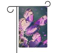 Drapeaux de jardin saisonniers double face jolis papillons violets pour l'extérieur pour Noël, décoration de jardin