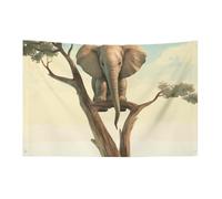 Drapeaux de jardin saisonniers double face - Petit éléphant sur arbre - Grand drapeau pour terrasse, pelouse, maison, extérieur - Décoration de vacances