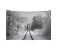 Drapeaux de jardin saisonniers double face pour maison, chemins de train enneigés, grand drapeau pour terrasse, pelouse, maison, extérieur, décoration de vacances