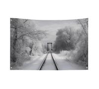 Drapeaux de jardin saisonniers double face pour maison, chemins de train enneigés, grand drapeau pour terrasse, pelouse, maison, extérieur, décoration de vacances