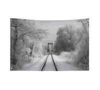 Drapeaux de jardin saisonniers double face pour maison, chemins de train enneigés, grand drapeau pour terrasse, pelouse, maison, extérieur, décoration de vacances