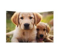 Drapeaux de jardin saisonniers double face pour maison, chiot golden retriever, grand drapeau pour terrasse, pelouse, maison, extérieur, décoration de vacances