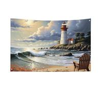Drapeaux de jardin saisonniers double face pour maison, phare, plage de sable, grand drapeau pour terrasse, pelouse, maison, extérieur, décoration de vacances