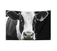 Drapeaux de jardin saisonniers double face tête de vache drôle noir et blanc grand drapeau pour terrasse, pelouse, maison, extérieur, décoration de vacances