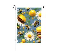Drapeaux de jardin saisonniers en forme d'abeilles volantes, marguerites, miel, pour l'extérieur, durables, double face, décoration de vacances
