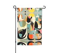 Drapeaux de jardin saisonniers imprimés de chats, style art moderne du milieu du siècle, drapeaux verticaux recto verso 12 x 18 pouces, décoration pour extérieur/intérieur