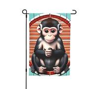 Drapeaux de jardin saisonniers imprimés « The Silent Monkey », drapeaux verticaux recto verso 12 x 18 pouces, décoration pour extérieur/intérieur