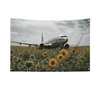 Drapeaux de jardin saisonniers pour décoration de maison de printemps, l'avion vole vers le champ de tournesol, drapeaux de cour double face pour décoration de festival en plein air