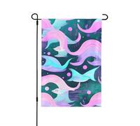 Drapeaux de jardin saisonniers sirène rose pastel aqua pour l'extérieur, durable double face décoration de vacances drapeaux de cour