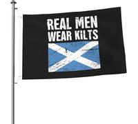 Drapeaux De Jardin Scottish Real Men Wear Kilts, Black Résiste Aux Intempéries Pelouse Drapeaux Toutes Les Saisons Bannière Extérieure Pour Balcon Fête Jardinage Patio 90X150 Cm