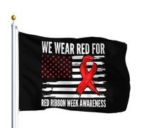 Drapeaux De Jardin Semaine De Sensibilisation Au Ruban Rouge « Vivre Sans Drogue » Bannières Extérieure Imperméabiliser Drapeaus Décoratif Decoration Drapeau Fierté Pour Balcon Défilé 90X152CM