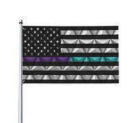 Drapeaux De Jardin Sensibilisation Et Prévention Du Suicide Aux États-Unis : Fine Ligne Violet-Bleu Sarcelle Drapeaux Décoratifs D'Extérieur Résistant Bannières Extérieure