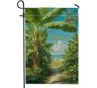 Drapeaux De Jardin Sentier De Feuilles De Palmiers Verdoyantes Et Luxuriantes Du Paradis Drapeau Pirate Imprimé Bannière, Pour Balcon, Les Bureaux, D'Intérieur, 30x45cm