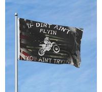 Drapeaux De Jardin Si La Poussière Ne Vole Pas, Tu Ne Fais Pas De Motocross. Treer Drapeau Toutes Les Saisons Garden Flag Résiste Aux Intempéries Drapeau Extérieur Pour Balcon Fête Patio S