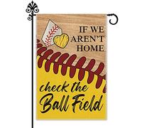 Drapeaux De Jardin Si Nous Ne Sommes Pas À La Maison, Vérifiez Le Terrain De Baseball Premium Drapeau Extérieur Résiste Aux Intempéries Pelouse Drapeaux Pour Célébrations Ferme 30X45Cm