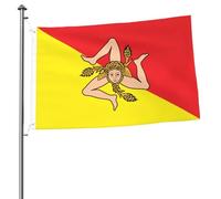 Drapeaux De Jardin Sicile Décorations Bannière Extérieure Toutes Les Saisons Drapeau Extérieur Pour Balcon Fête Ferme Célébrations 90X150Cm