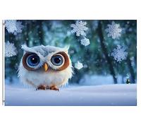 Drapeaux De Jardin Snowy Owl In Winter Scene Garden Flag Décorations Pelouse Drapeaux Pour Jardinage Patio Ferme 90X150 CM