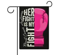 Drapeaux de jardin « Son combat est mon combat » pour la sensibilisation au cancer du sein, drapeau double face, drapeaux de vacances pour décoration extérieure, 12,6 x 18,5 pouces
