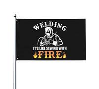 Drapeaux De Jardin Souder, C'Est Comme Coudre Avec Un Soudeur À Feu Bannière Jardins Decoration Bannières Extérieure Résistant Drapeaus Décoratif Pour Festivals Défilé Célébrations 90X152CM