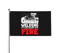 Drapeaux De Jardin Souder, C'Est Comme Coudre Avec Un Soudeur À Feu Drapeau Fierté Imperméabiliser Drapeaus Décoratif Decoration Bannières Extérieure Pour Célébrations Festivals Balcon 90X152CM