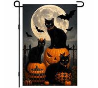 Drapeaux De Jardin Spooky Halloween Black Cat Witch Pumpkin Jack O’ Lantern Gothic Décorations Pelouse Drapeaux Coupe-Vent Et Étancheune Treer Drapeau Pour Balcon Fête Jardinage Patio S