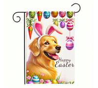 Drapeaux De Jardin Spring Easter Welcome Golden Retriever Dog Bunny Rabbit Easter Egg Tree Premium Pelouse Drapeaux Toutes Les Saisons Treer Drapeau Pour Ferme Célébrations S