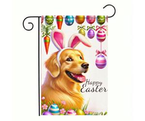 Drapeaux De Jardin Spring Easter Welcome Golden Retriever Dog Bunny Rabbit Easter Egg Tree Premium Pelouse Drapeaux Toutes Les Saisons Treer Drapeau Pour Ferme Célébrations M