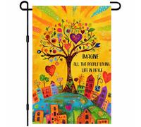 Drapeaux De Jardin Spring Summer Peace Florals Tree Of Hearts Bannière Extérieure Résiste Aux Intempéries Pelouse Drapeaux Décorations Drapeau Extérieur Pour Balcon Fête Jardinage Patio S