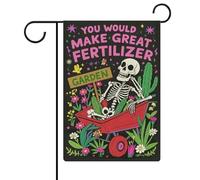 Drapeaux De Jardin Squelette D'Halloween, Tu Ferais Un Excellent Engrais ! Drapeau Paysage Lavable Couleurs Resistant Exterieur Bannière, Pour Les Défilés, Les Bureaux, Jardin, 30x45cm