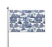 Drapeaux De Jardin Style Chinoiserie Folklorique Chinois Ancien Bleu Drapeau Militaire Traditionnel Décoration Bannière, Pour D'Intérieur, Balcon, Les Défilés, 90X150Cm