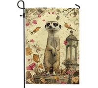 Drapeaux De Jardin Suricate D'Automne, Oiseaux Aux Feuilles D'Automne Fauves Décorations Treer Drapeau Toutes Les Saisons Pelouse Drapeaux Pour Ferme Jardinage 30X45Cm