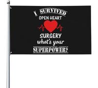 Drapeaux De Jardin Survivant D'Une Chirurgie Cardiaque À Cœur Ouvert Décoratif Drapeaux Lavable Traditionnel Bannière À Œillets, Pour Jardin, Balcon, D'Intérieur, 90x150cm