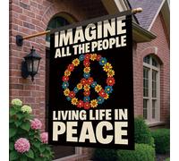 Drapeaux De Jardin Symbole De La Fleur Pour Tous Les Peuples Bannière Extérieure Premium Pelouse Drapeaux Décorations Pour Patio Balcon Fête Célébrations 90X150Cm