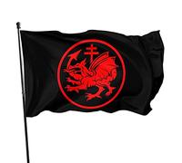 Drapeaux De Jardin Symbole Du Logo De L'Ordre Du Dragon De Vlad Dracula Drapeaus Décoratif Decoration Drapeau Fierté Couleurs Vives Bannière Jardins Pour Festivals Défilé Balcon 90X152CM