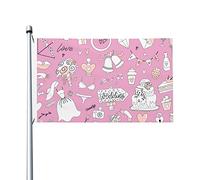 Drapeaux De Jardin Tableau Continu Des Articles Du Mariage Pelouse Drapeaux Résiste Aux Intempéries Bannière Extérieure Pour Patio Balcon Fête Jardinage 90X150 CM