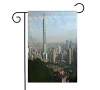 Drapeaux De Jardin Taipei Mountains Modern City Cloud High Downtown Landmarks Parks Résiste Aux Intempéries Bannière Extérieure Toutes Les Saisons Treer Drapeau Pour Ferme Célébrations M