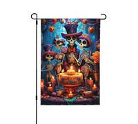 Drapeaux de jardin « Tête de mort en sucre et rose » pour la Fête des Morts, impression recto verso, décoration intérieure, 71 x 102 cm