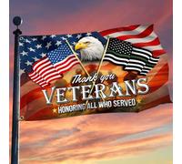 Drapeaux De Jardin Thank You Veterans, Memorial American Eagle Drapeau Extérieur Toutes Les Saisons Garden Flag Pour Ferme Patio Jardinage 90X150 CM