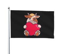 Drapeaux De Jardin The Cow With Love In Her Arms Bannière Jardins Durable Drapeau Fierté Imperméabiliser Drapeaus Décoratif Pour Festivals Balcon Défilé 90X152CM