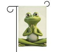Drapeaux de jardin « The Funny Frog Doing Yoga » - 30,5 x 45,7 cm - Double face - Drapeau extérieur d'été - Drapeau floral de bienvenue - Décorations de jardin saisonnières