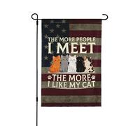 Drapeaux De Jardin The More People I Meet The More I Like My Cat Résiste Aux Intempéries Pelouse Drapeaux Premium Bannière Extérieure Pour Patio Célébrations M