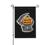 Drapeaux de jardin The Pumpkin Man With the Knife 12x18 pouces, drapeau de jardin double face, drapeaux décoratifs pour la maison, la pelouse, le patio, les vacances, la saison et l'extérieur, drapeau