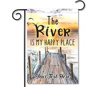 Drapeaux De Jardin The River Is My Happy Place Premium Garden Flag Toutes Les Saisons Treer Drapeau Pour Balcon Fête Jardinage M