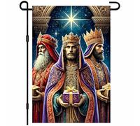 Drapeaux De Jardin Three Kings Christmas Nativity Wise Men Toutes Les Saisons Pelouse Drapeaux Coupe-Vent Et Étancheune Drapeau Extérieur Pour Célébrations Ferme S
