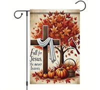 Drapeaux De Jardin Tombez Amoureux De Jésus, Il Ne Vous Quittera Jamais Treer Drapeau Décorations Garden Flag Résiste Aux Intempéries Pour Célébrations Ferme Balcon Fête 90X150Cm