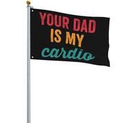 Drapeaux De Jardin Ton Père Est Mon Cardio Drapeau De Bienvenue Couleurs Vives Renforcé Avec Bannière À Œillets, Pour D'Intérieur, Les Bureaux, Jardin, 90x150cm