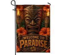 Drapeaux De Jardin Torche Tropicale Exotique Bois D'Hibiscus Oranges D'Été Toutes Les Saisons Bannière Extérieure Résiste Aux Intempéries Treer Drapeau Pour Balcon Fête Ferme 30X45Cm