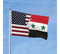 Drapeaux De Jardin Torn Style American And Syria Bannière Jardins Imperméabiliser Bannières Extérieure Durable Drapeaus Décoratif Pour Festivals Défilé Balcon 90X152CM