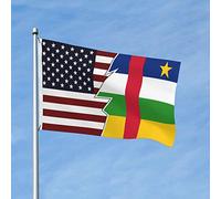 Drapeaux De Jardin Torn Style American And The Central African Republic Bannières Extérieure Imperméabiliser Bannière Jardins Couleurs Vives Drapeaus Décoratif Pour Défilé Balcon 90X152CM
