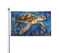 Drapeaux De Jardin Tortue De Mer Grand Drapeau Personnalisés Lavable Bannière À Œillets, Pour D'Intérieur, Balcon, Les Bureaux, 90x150cm